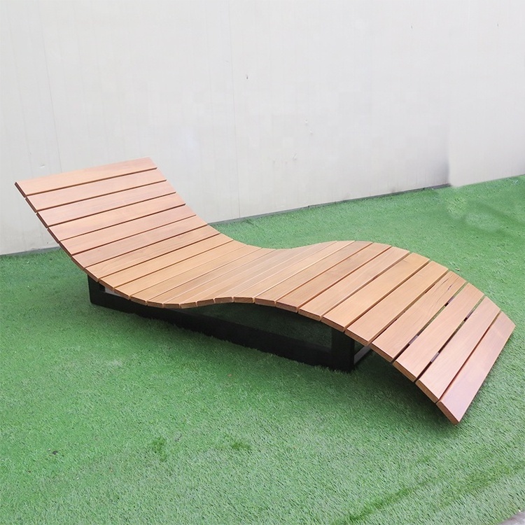 Urban Outdoor Hotel wooden Chaise Lounge Teak wood Pool Side Sun Lounger