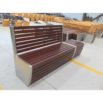 Customized outdoor wooden bench with back garden park wood public park bench furniture manufacturers