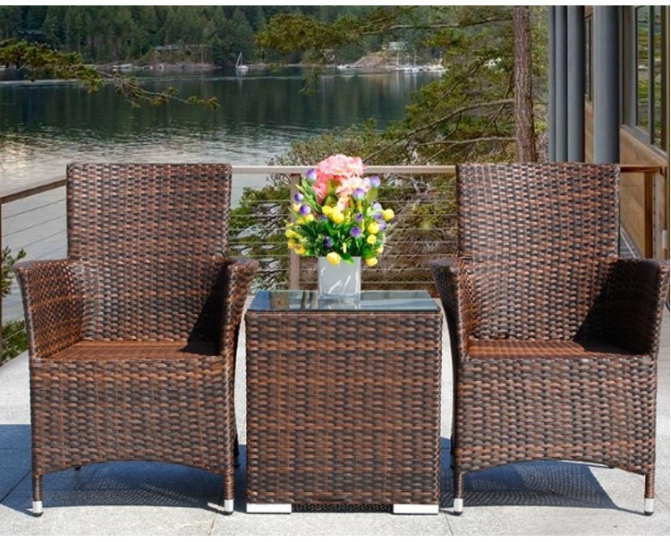 Leisure table and chair manufacturer wicker garden dining table PE rattan outdoor furniture