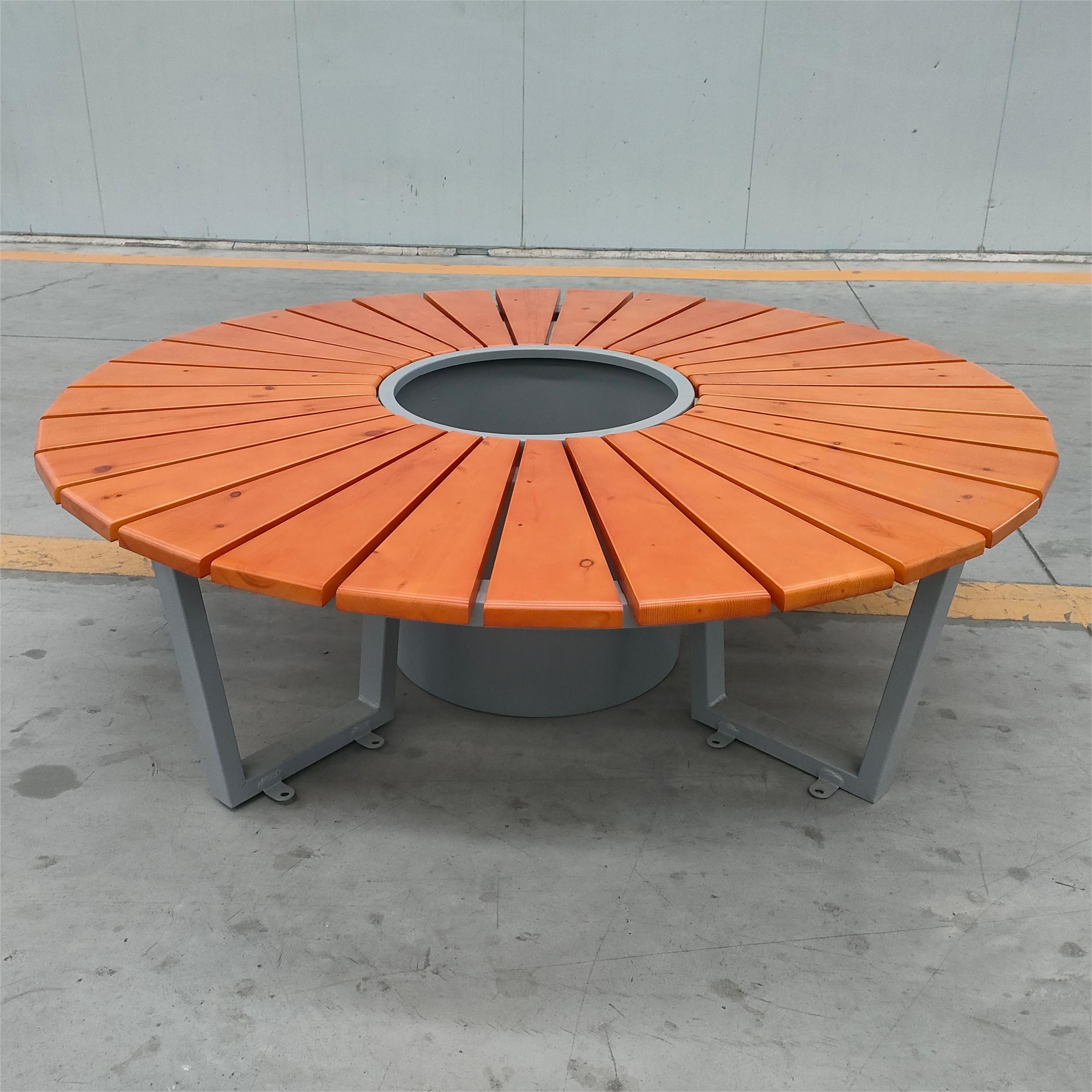 Outdoor Public Park Wooden Wrap-around Tree Bench