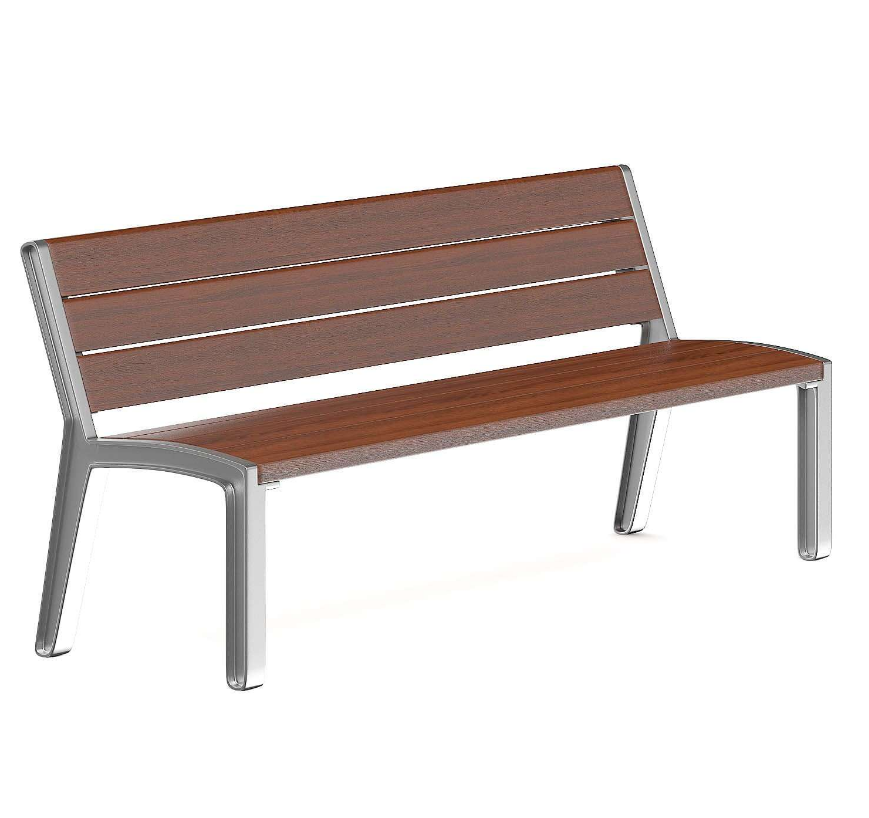 Popular Design Outdoor Street Public Park Wooden Bench Chair 3 Seater Long Leisure Wood Garden Bench With Cast Aluminum Legs