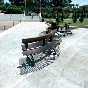 2021 New style Bilateral seating half-moon shape Metal wood Bench