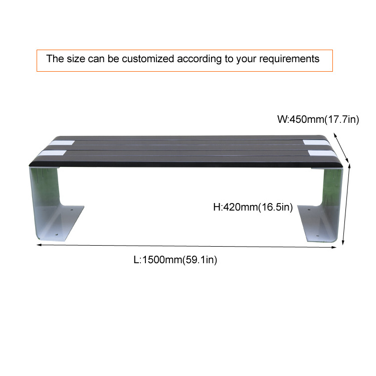Outdoor Urban Street Modern Design Metal Wooden Bench Garden Park Pubic Steel Bench Custom Leisure Long Bench