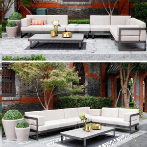 Luxury  Metal Aluminum Frame Patio Outdoor Garden Furniture Sofa Set