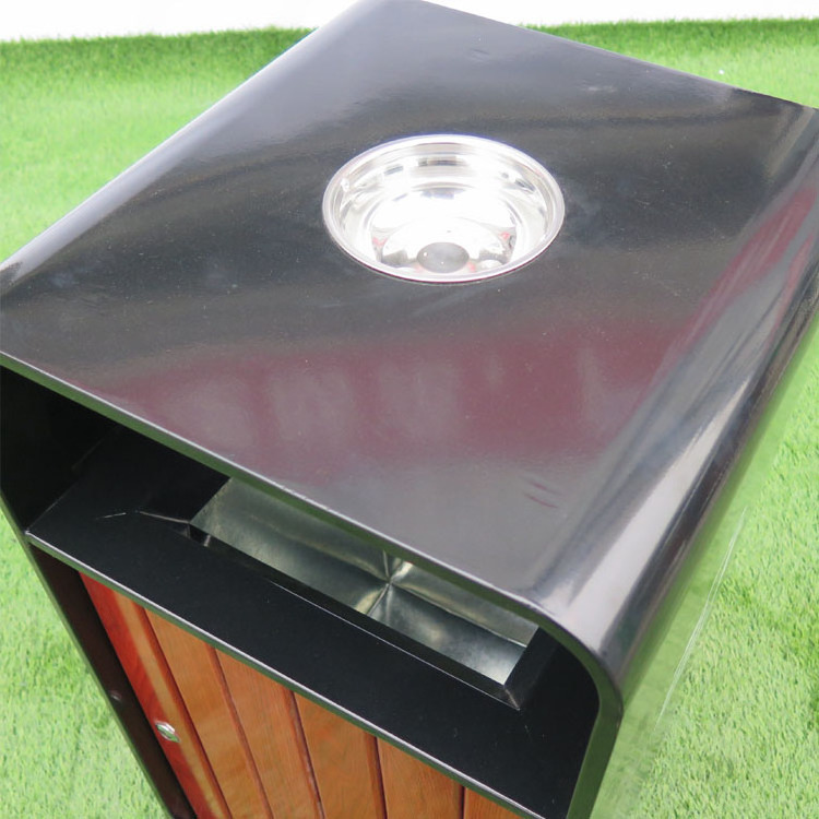 Wood metal rain guard trash cans commercial dustbin ash urns round plastic wood recycle bins