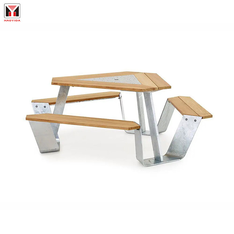 Customized Commercial Coffee Bar Modern Patio Restaurant Furniture Outdoor Wood Leisure Bench Picnic Table set