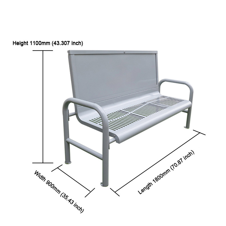 Patio Furniture Street Garden Park AD Bench Customized Waterproof Outdoor Modern Advertising Metal Bench