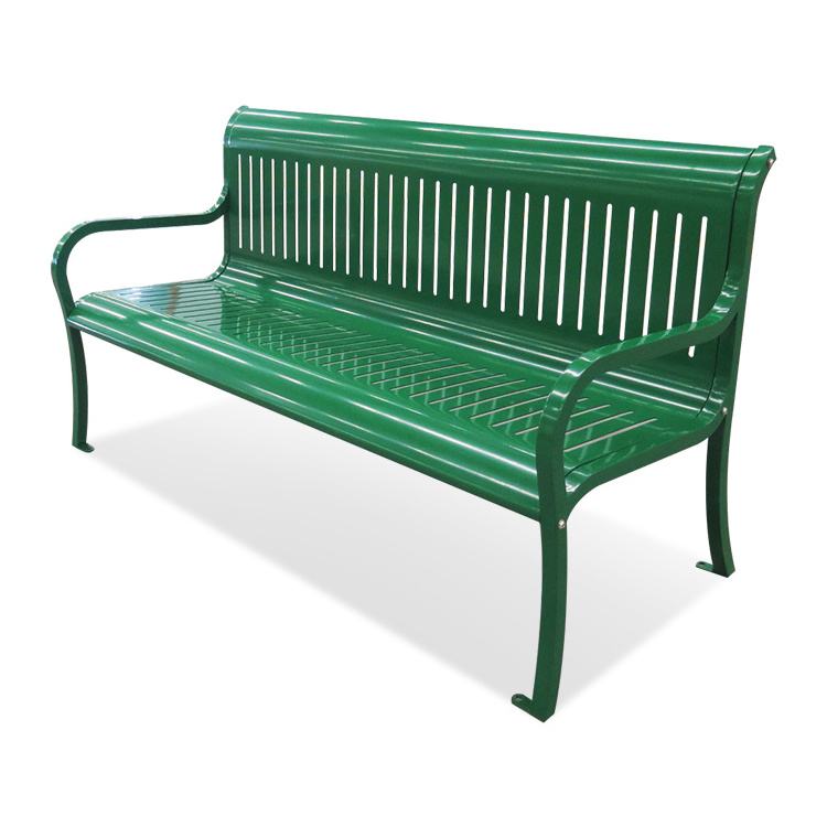 Metal Bench Steel Frame with Slatted Backrest and Seat,Powder Coated Cast Iron Steel Cross Design Chair Outdoor Patio Bench