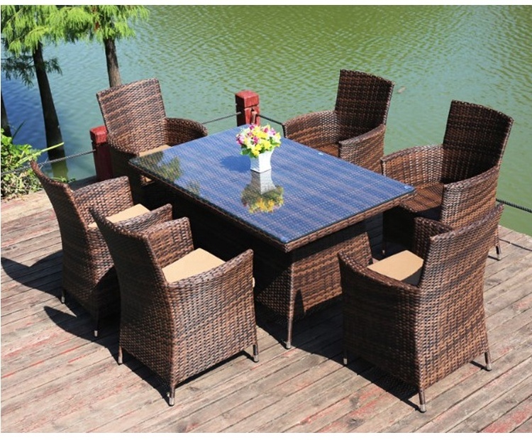 Leisure table and chair manufacturer wicker garden dining table PE rattan outdoor furniture