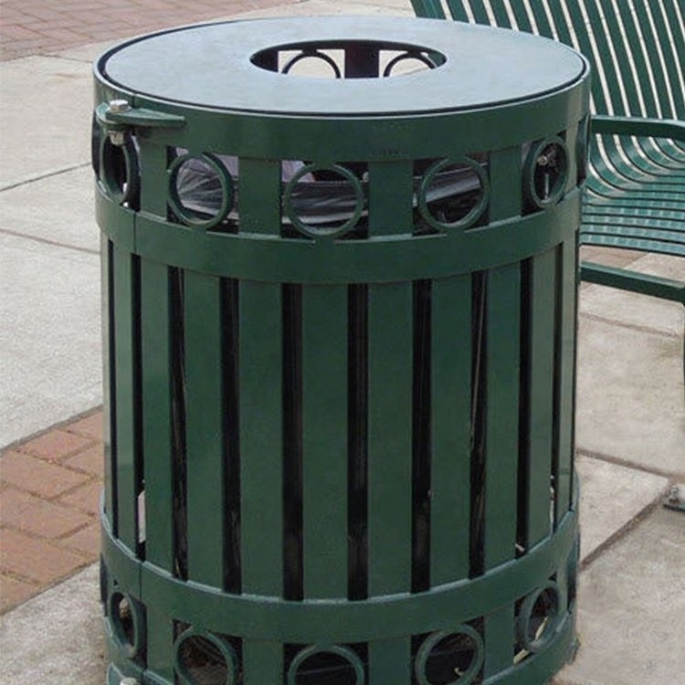 Factory Supplying Cast Iron Outdoor Steel Sorted Trash Can Waste Bin