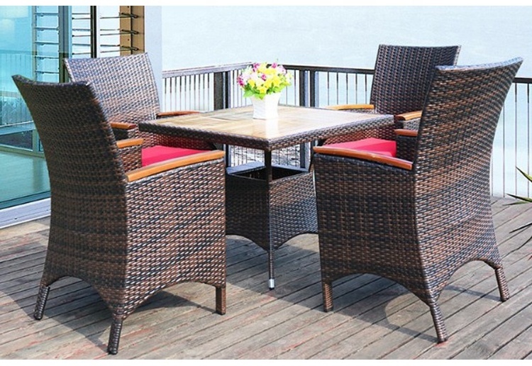 Leisure table and chair manufacturer wicker garden dining table PE rattan outdoor furniture