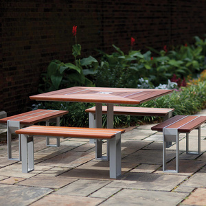 Customized Commercial Coffee Bar Modern Patio Restaurant Furniture Outdoor Wood Leisure Bench Picnic Table set