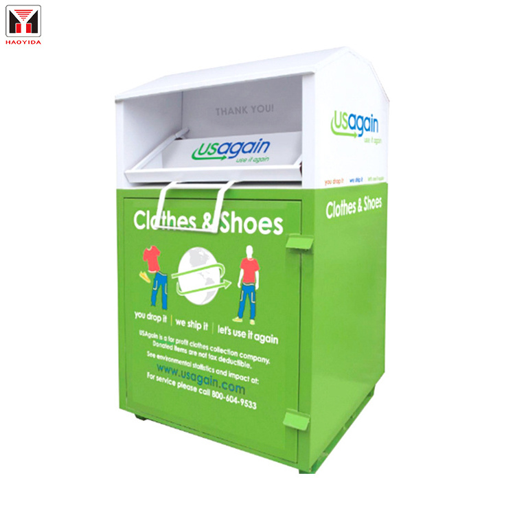 Outdoor Clothing&Shoes Drop Box Steel Charity Donation Center Used Book Clothes Shoes Donating Drop-Off recycling Bins