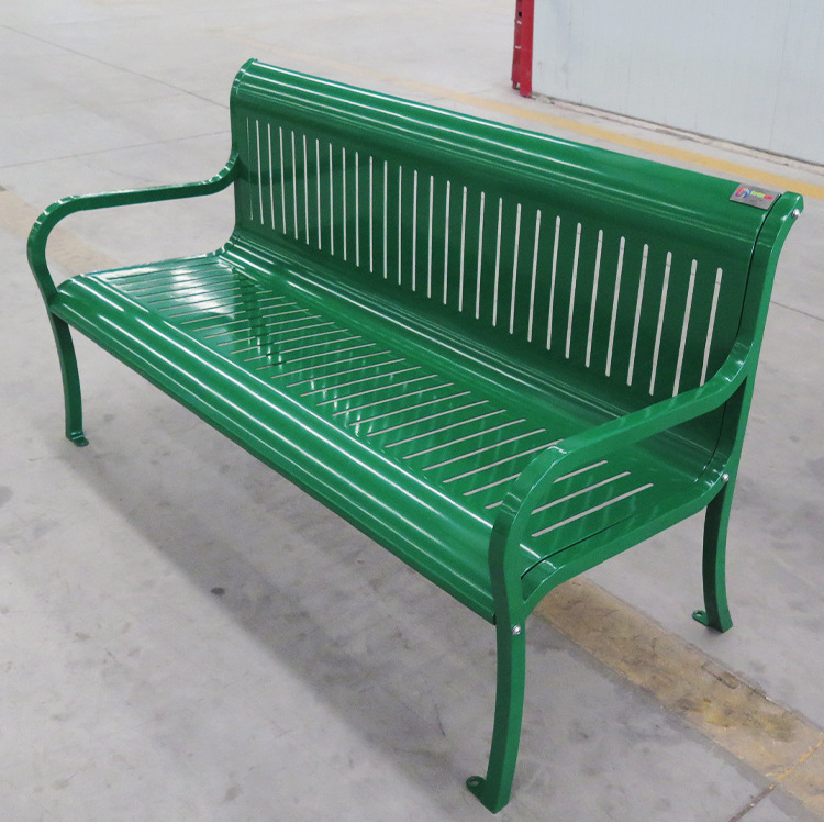 Metal Bench Steel Frame with Slatted Backrest and Seat,Powder Coated Cast Iron Steel Cross Design Chair Outdoor Patio Bench