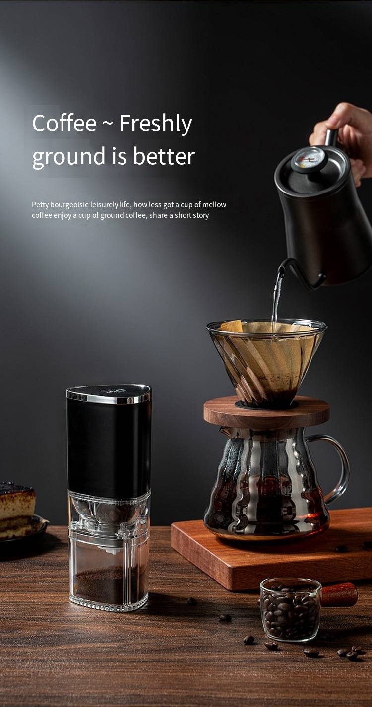 New portable transparent electric coffee grinder small home coffee bean grinder USB wireless bean grinder