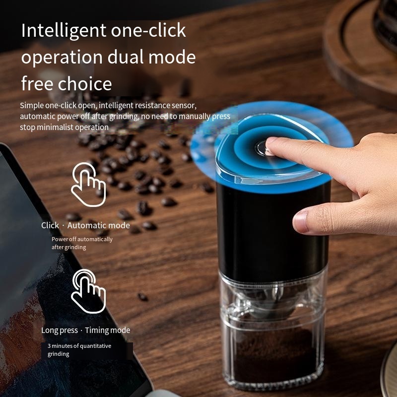 New portable transparent electric coffee grinder small home coffee bean grinder USB wireless bean grinder