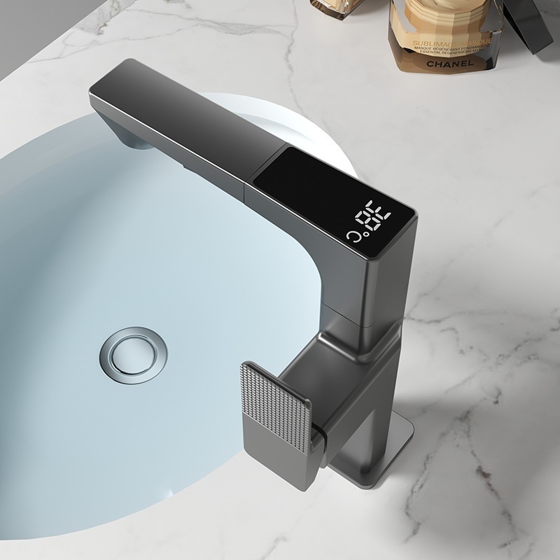 Smart Digital Display Basin Faucet Pull-Type Hot And Cold Rotating Telescopic Faucet Multi-Functional Faucet