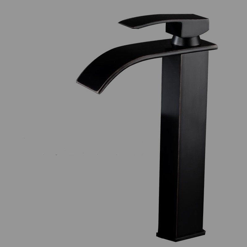 High Quality Black Waterfall Hot And Cold Basin Faucet Table Basin Sink Bathroom Cabinet Copper Mixed Faucet