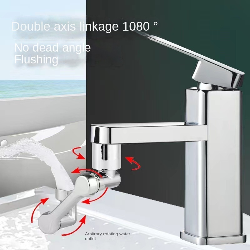 Stainless Steel Anti-splash Faucet 1080 Degrees Rotating Faucet Extender Aerator with Water Outlet Modes for Tap