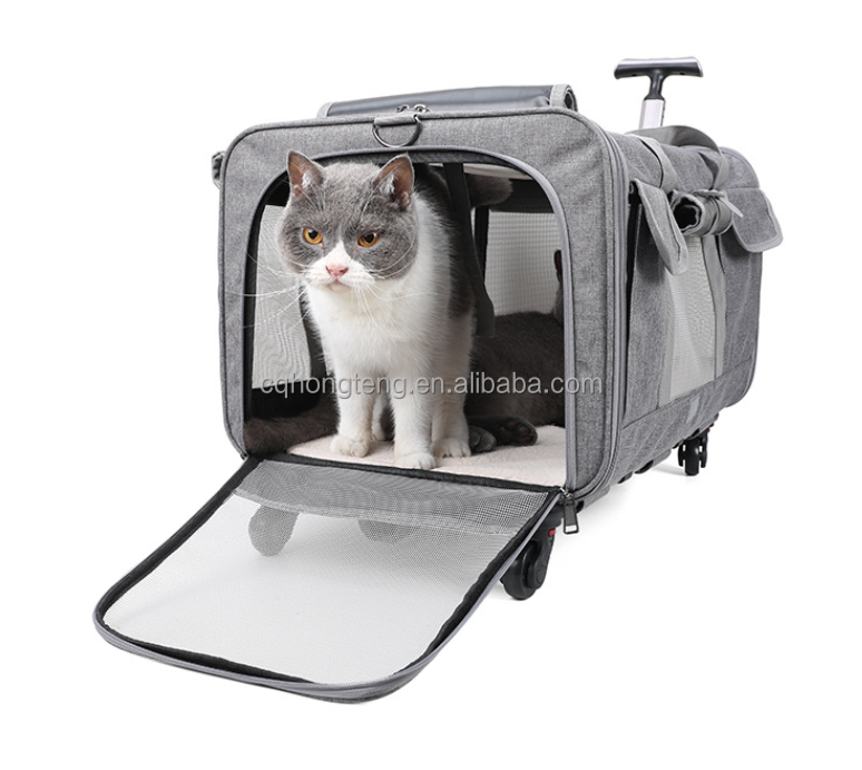 Cat Carrier, Portable Extra-large Trolley Bag, Breathable Portable Pet Scratch-resistant Oxford Cloth Bag