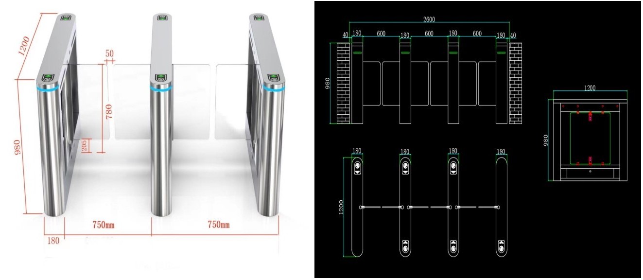 HFSecurity  S03 Automatic Security Barrier Gate System Swing Turnstile Gate