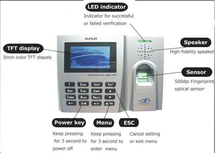 Fingerprint Electronic Time Attendance Device U260 Software