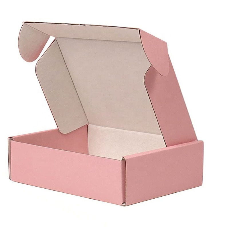 LOW MOQ Corrugated Recyclable Custom Logo Pink Gift Packaging Paper Postal Paper Mailing Shipping Boxes for Small Business