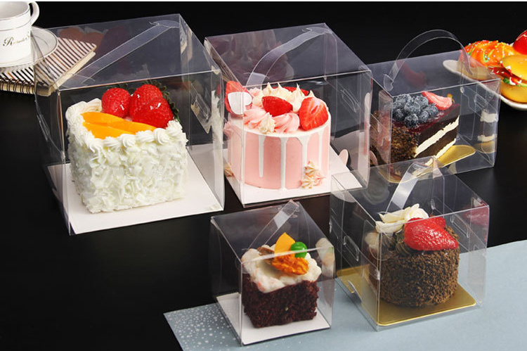 Custom LOW Luxury Birthday Four-inch Clear Box Portable Transparent Disposable Small Baking Plastic Pastry Desert Cake Packaging