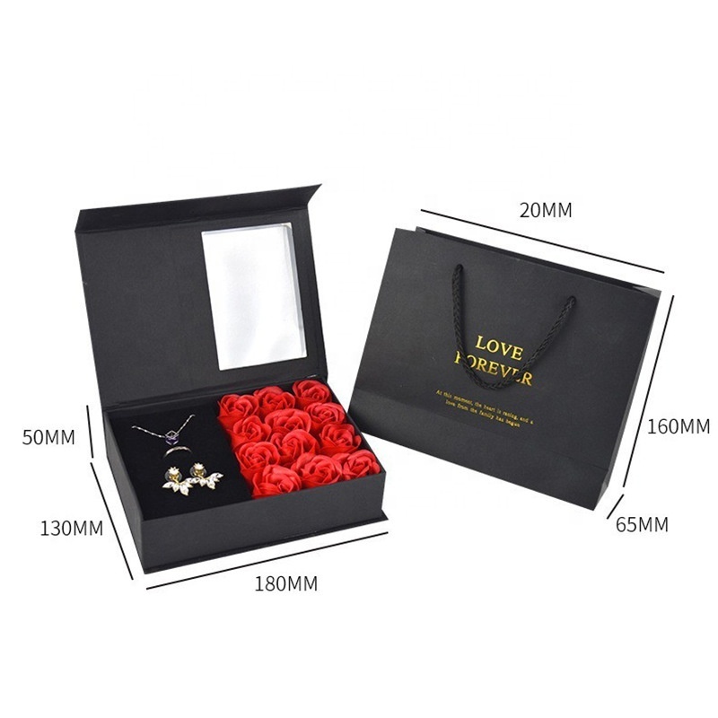 Luxury Mom Gift Box Custom Packaging Flip Soap Flower Jewelry Immortal Rose Gift Box Mother Valentine's Day Flower Gift Box