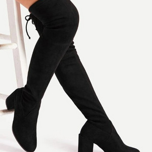 Fashion Sexy Stretch Faux Suede Thick Sole Over The Knee Boots Thigh High Heel Boots