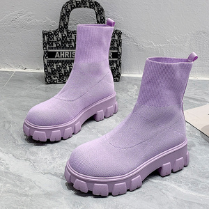 Big Size Casual Round Toe Platform Sport Booties Winter Ankle Women Knit Sock Boots