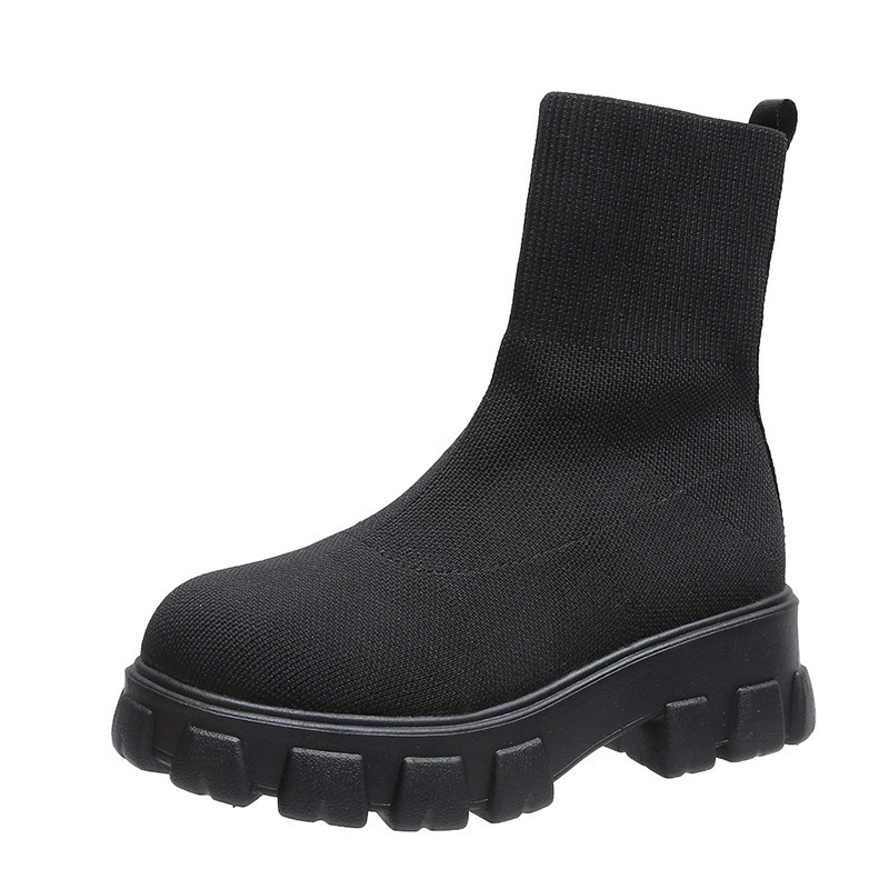 Big Size Casual Round Toe Platform Sport Booties Winter Ankle Women Knit Sock Boots