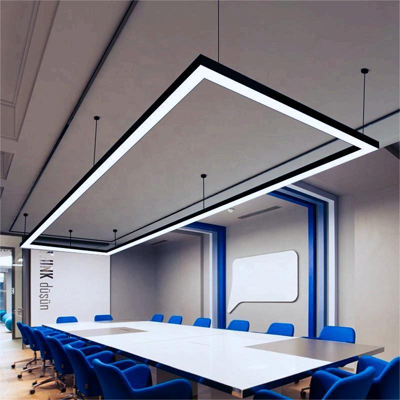 Bright aluminum upper and lower ceiling pendants can be connected to Led slat linear lights, suitable for office warehouses