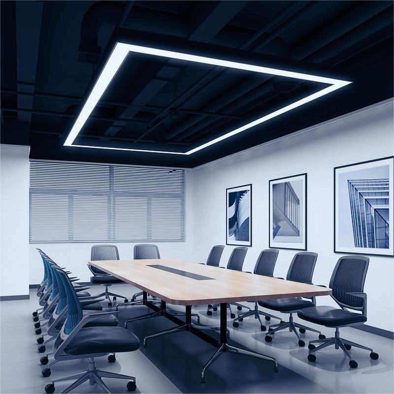 Bright aluminum upper and lower ceiling pendants can be connected to Led slat linear lights, suitable for office warehouses