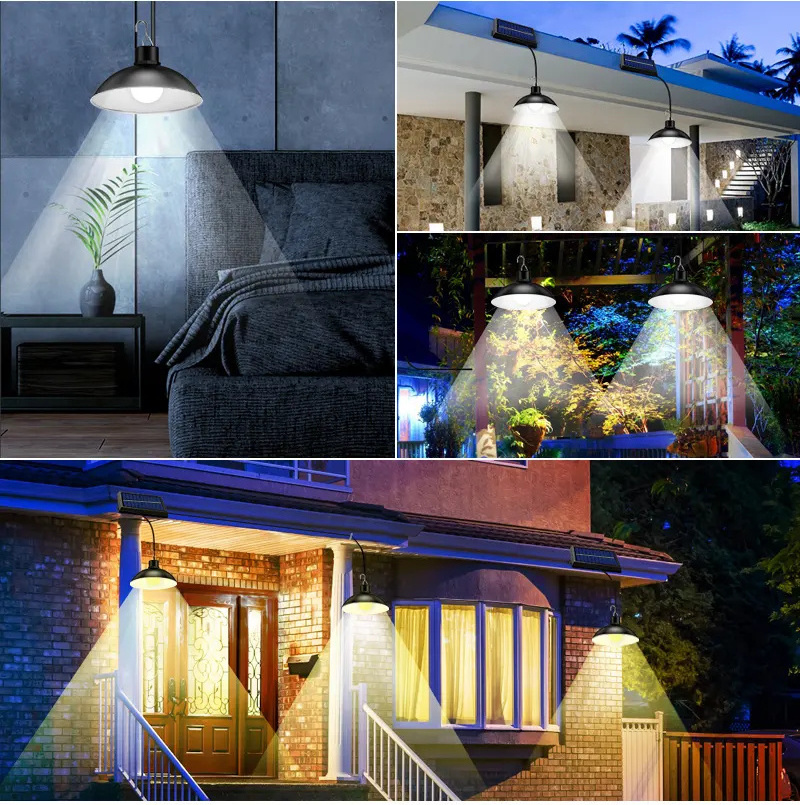 Ip65 Waterproof Solar Double Head Pendant Light Indoor Living Room Outdoor Garden Courtyard Lighting Camping Solar Lamp