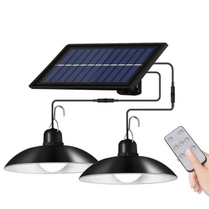 Ip65 Waterproof Solar Double Head Pendant Light Indoor Living Room Outdoor Garden Courtyard Lighting Camping Solar Lamp