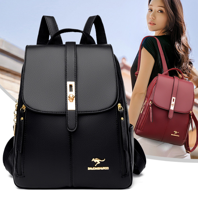 Shoulder bag soft leather pu ladies Korean fashion summer casual small backpack student simple school bag