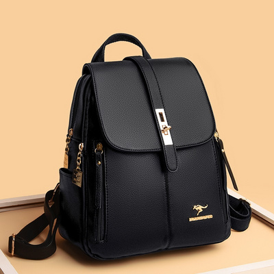 Shoulder bag soft leather pu ladies Korean fashion summer casual small backpack student simple school bag