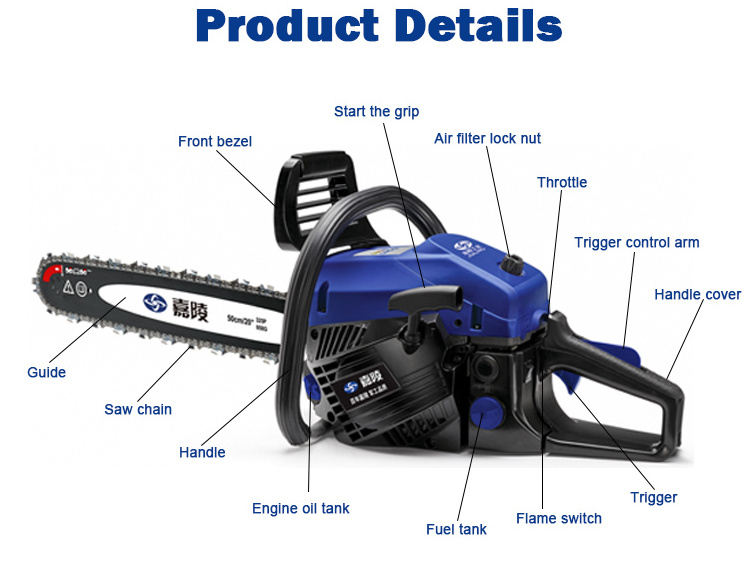 JIALING  Petrol Chainsaw 25.4CC 2-Stroke Handheld Gasoline Chainsaw With  OREGON chain