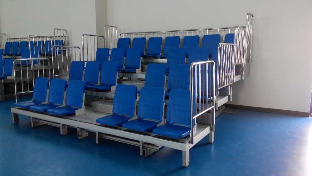 JUYI Manual or electrical telescopic grandstand system retractable seating with foldable chair JY-769