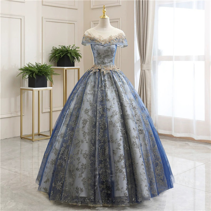 New Lace Floral Tulle Ball Gown Exquisite Appliques Puffy Sequined Vestido Longo Festa 2023 Classic Simple Quinceanera Dresses