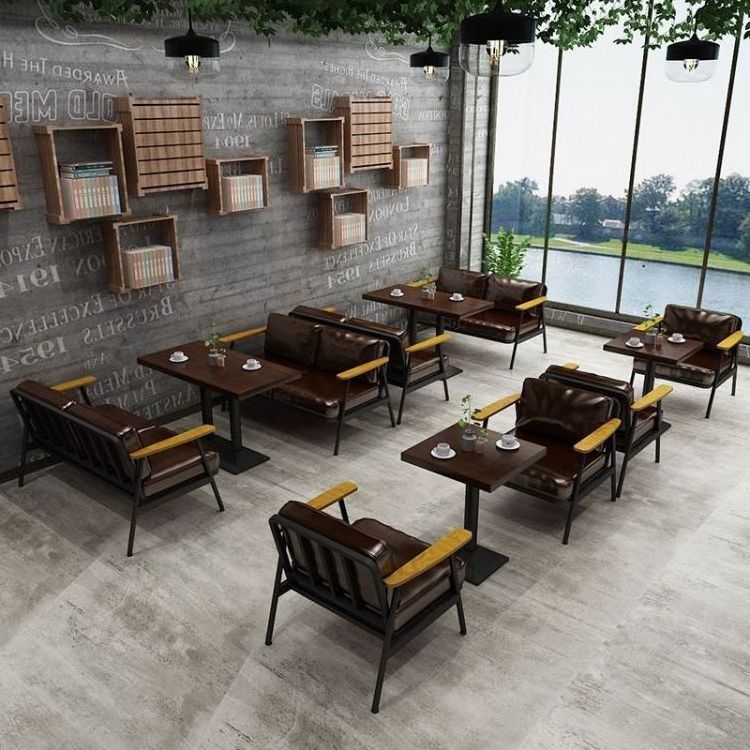 Custom Retro Bar Furniture Sofa Cafe Table And Chair Combination Restaurant Furniture Restaurant Set Restaurant Booth Seating