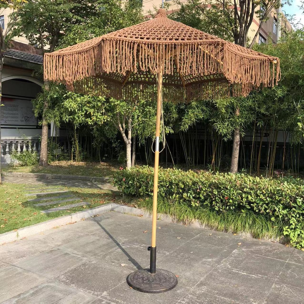 JXT Outdoor sunshade beach umbrella woven umbrella simulation straw mushroom shed outdoor courtyard farmhouse sun umbrella