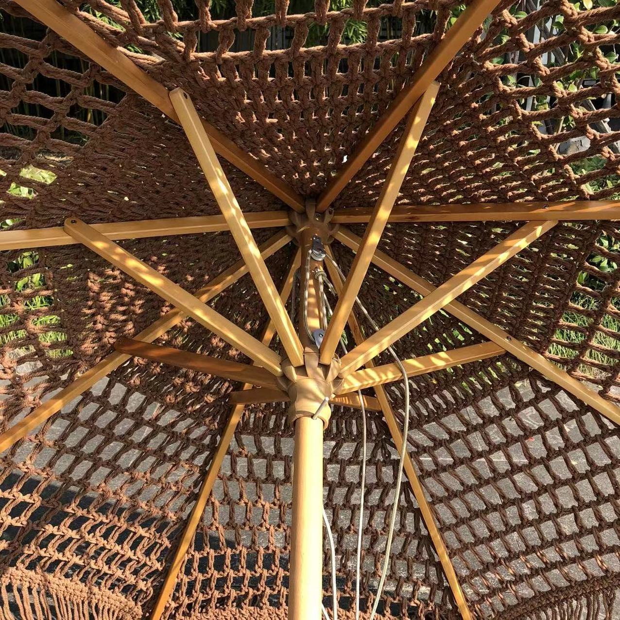 JXT Outdoor sunshade beach umbrella woven umbrella simulation straw mushroom shed outdoor courtyard farmhouse sun umbrella