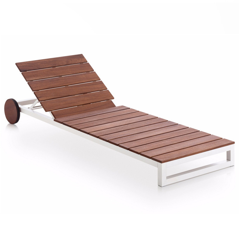 outdoor teak reclining bed patio rattan swimming pool beach chair balcony furniture