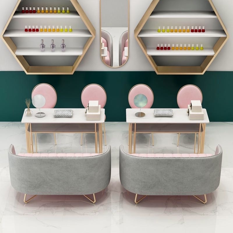 beauty shop booth sofa nail art table chair combination set barber shop rest area single and double sofa