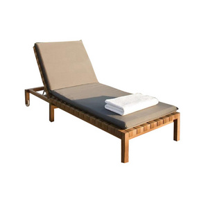 Outdoor Luxury Sun Beach Wooden Folding Lounger Chair Set Qualified Teak wood Sunbed Lounger Supplier