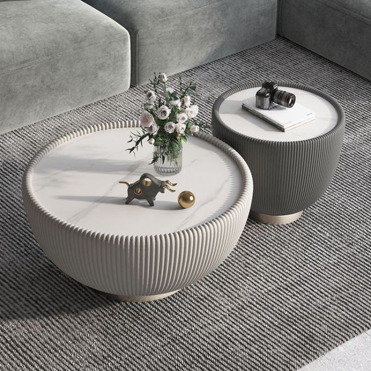 Hot Selling High Quality Simple Design Cement Primary Color Table Round Grc Tea Coffee Tables