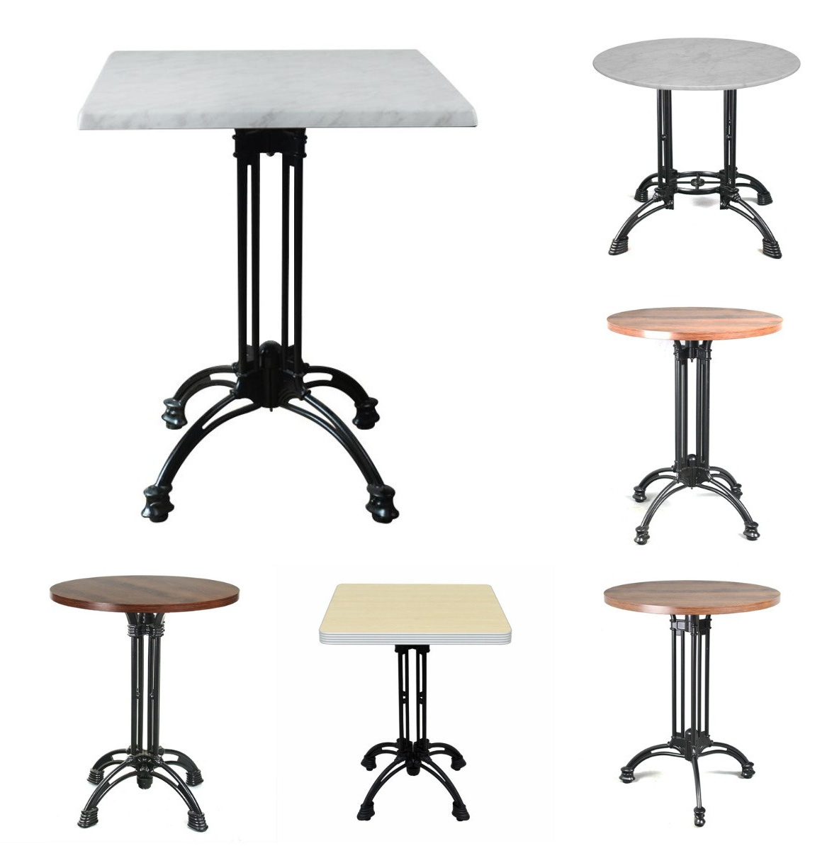 Metal Base Restaurant Table Black Red White Antique Wood top with Cast iron leg table furniture