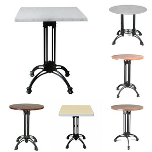 Metal Base Restaurant Table Black Red White Antique Wood top with Cast iron leg table furniture